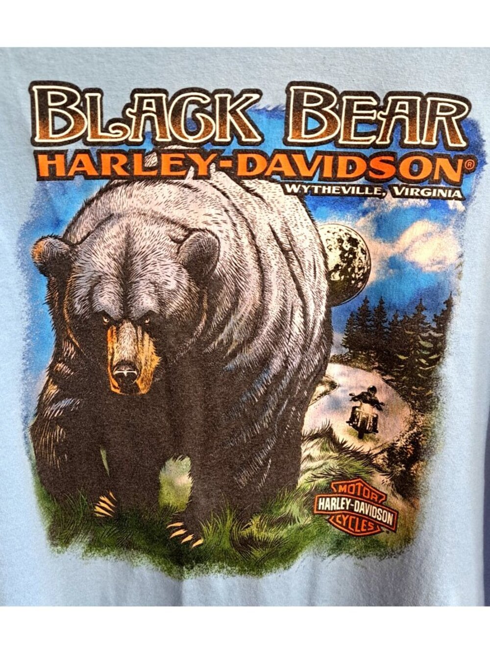 Harley-Davidson Men's L Short Sleeve T-Shirt Blue Black Bear Wytheville VA